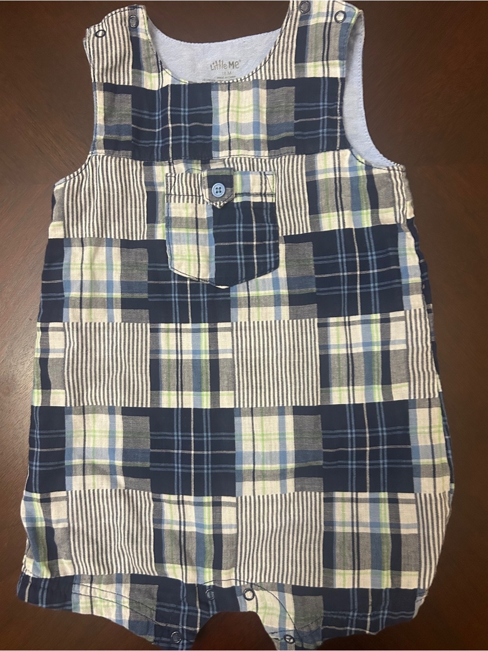 Little Me Patchwork Plaid Baby Romper 18M